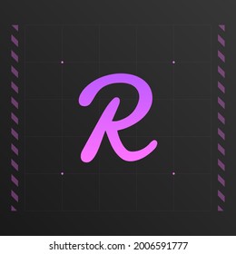 Reef cryptocurrency colorful logo with thin line decoration. Isolated on dark background.