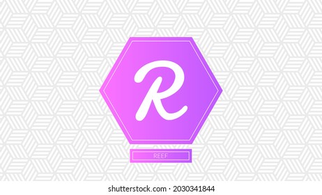 Reef cryptocurrency logo isolated on gradient pattern background.