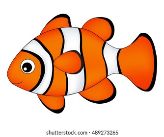 Reef Fish / Clown Fish Fish Isolated On White Background