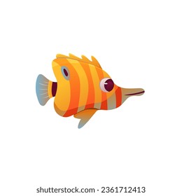 Pescado de arrecife aislado en fondo blanco. Clipart de animales marinos. Ilustración vectorial en estilo de caricatura.