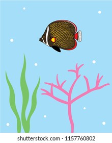 Reef Fish Vector. Coral Fish Illustration. Tropical fish poster wallpaper vector.