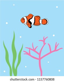 Reef Fish Vector. Coral Fish Illustration. Tropical fish poster wallpaper vector.