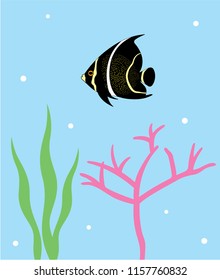 Reef Fish Vector. Coral Fish Illustration. Tropical fish poster wallpaper vector.