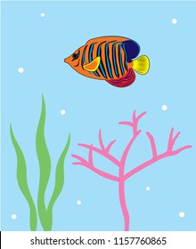 Reef Fish Vector. Coral Fish Illustration. Tropical fish poster wallpaper vector.