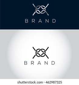 Reef knot vector logo design template. Nautical Square knot. Marine rope sign