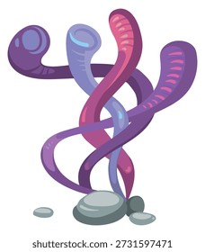 Reef polyp cartoon icon. Nautical undersea coral
