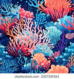 Reef Rhapsody: Vibrant Underwater Symphony - Coral Reef Pattern