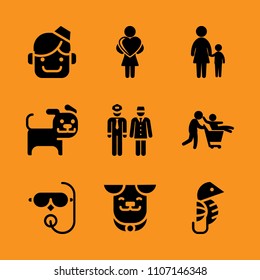 reef, success, white and sea-horse icon set. Vector illustration for web and design.