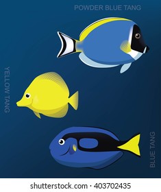 Reef Surgeonfish Set Cartoon Vector Illustration