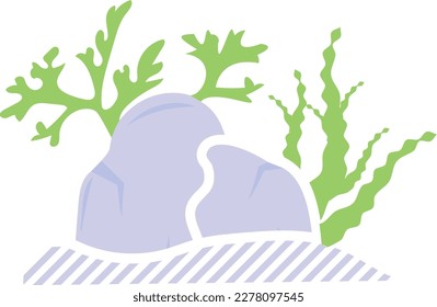 Reef and weed concept, surface of a natural body of water vector design, Sea Food symbol, Underwater Animals aquatic Common species illustration