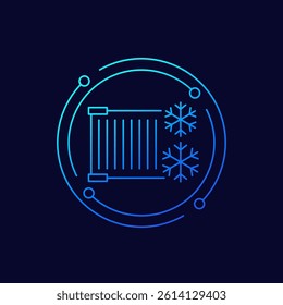 reefer container icon, refrigerated cargo, linear design