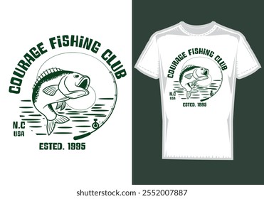 Reel in the adventure with this fishing-inspired t-shirt design! Featuring bold graphics of a leaping fish, a sleek fishing rod, and nature-inspired elements, this design is perfect