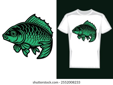 Reel in the adventure with this fishing-inspired t-shirt design! Featuring bold graphics of a leaping fish, a sleek fishing rod, and nature-inspired elements, this design is perfect