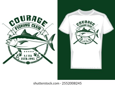 Reel in the adventure with this fishing-inspired t-shirt design! Featuring bold graphics of a leaping fish, a sleek fishing rod, and nature-inspired elements, this design is perfect