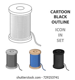 A reel of blue thread.Sewing or tailoring tools kit single icon in cartoon style vector symbol stock illustration.