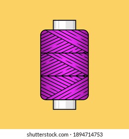 Reel with bright colored threads. Isolated on a yellow background.
