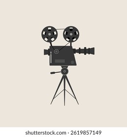 Câmera de bobina cinema filme projetor quadro vídeo cinema velho vintage banner criativo apresentação arte entretenimento operador indústria símbolo mecânico ilustração vetor detalhe dispositivo
