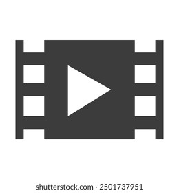 Reel Camera Icon Black and White Vector Graphic