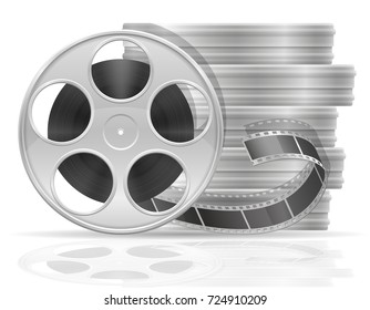 reel with cinema film stock vector illustration isolated on white background