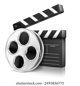 Reel and cinematographic clapper-board. Vector illustration