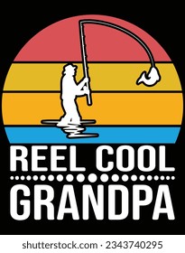 Reel cool grandpa EPS file for cutting machine. You can edit and print this vector art with EPS editor.