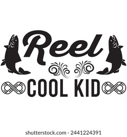 Reel Cool Kid t-shirt Design. Vector Illustration