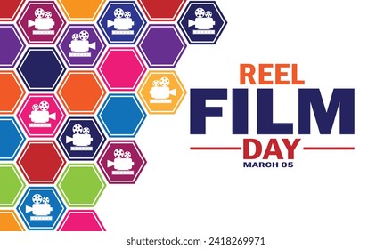 Reel Film Day Vector Template Design Illustration. March 05. Suitable for greeting card, poster and banner