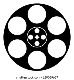 Reel with film. Flat vector cartoon illustration. Objects isolated on a white background.