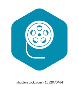 Reel with film icon in simple style isolated on white background. Video symbol