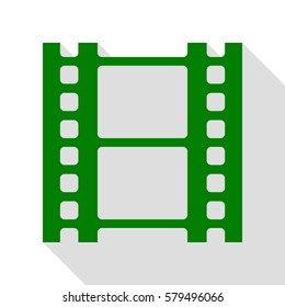 Reel of film sign. Green icon with flat style shadow path.