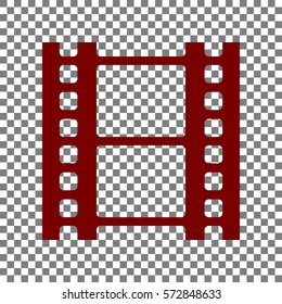 Reel of film sign. Maroon icon on transparent background.