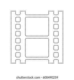 Reel of film sign. Vector. Black dotted icon on white background. Isolated.