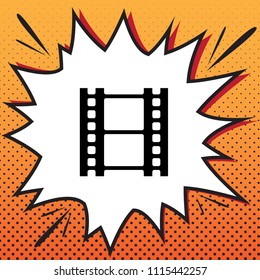 Reel of film sign. Vector. Comics style icon on pop-art background.