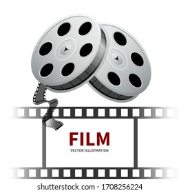 Reel of film, tape, bobina, realistic vector isolated on light background.