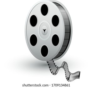 Reel of film, tape, bobina, realistic vector isolated on light background.