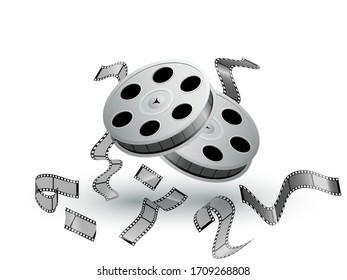 Reel of film, tape, bobina, realistic vector isolated on light background.