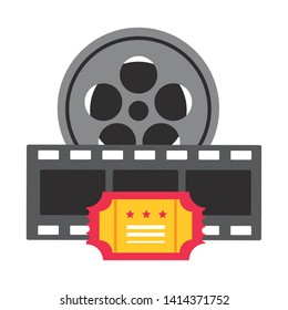 reel film ticket and strip cinema movie vector illustration