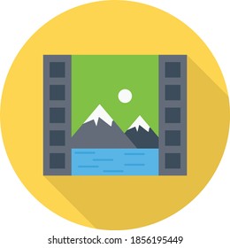 reel flat circle with shadow icon