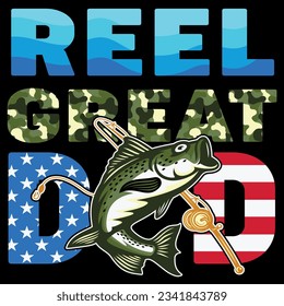 Reel great dad camouflage t-shirt design