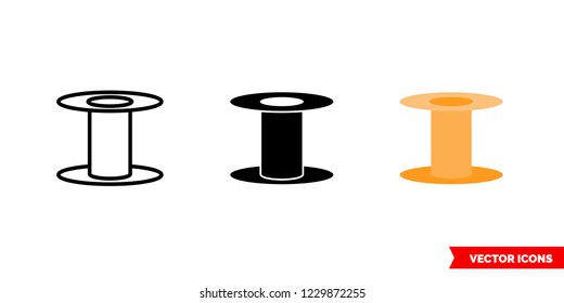 Reel icon of 3 types: color, black and white, outline. Isolated vector sign symbol.