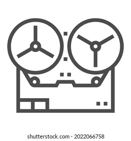 Reel to reel icon, square line vector icon.