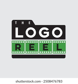 A reel logo with video or film illustration symbols, a modern and elegant logo