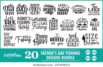 Reel in the Love: A Father's Day Fishing Dad Designs Bundle Featuring Fin-tastic Graphics and Catchy Phrases for the Avid Angler and Loving Father in Your Life!