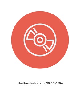 Reel player deck recorder thin line icon for web and mobile minimalistic flat design. Vector white icon inside the red circle