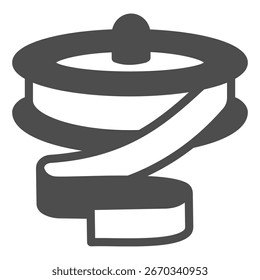 Carrete con cinta de seda icono sólido, concepto de herramientas de costura. Gráficos de Vector. Cinta en rollo con el perno, muestra hecha a mano del accesorio en el fondo blanco, icono del estilo del glifo para el móvil o el Diseño web