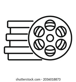 Reel stack icon outline vector. Film video movie. Camera media