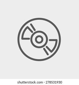 Reel tape deck player recorder icon thin line for web and mobile, modern minimalistic flat design. Vector dark grey icon on light grey background.
