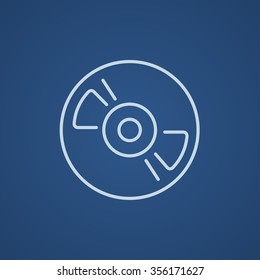 Reel tape deck player recorder line icon for web, mobile and infographics. Vector light blue icon isolated on blue background.