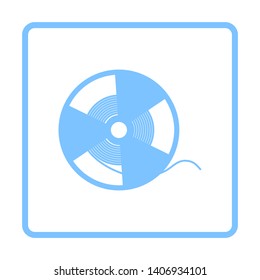 Reel Tape Icon. Blue Frame Design. Vector Illustration.