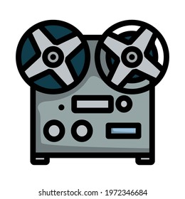 Reel Tape Recorder Icon. Editable Bold Outline With Color Fill Design. Vector Illustration.